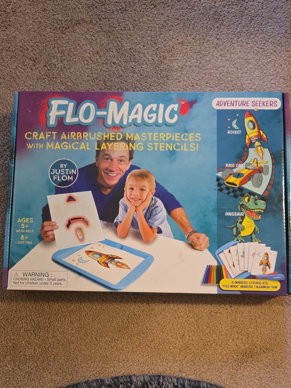 Magic Flo-Magic Craft Airbrushed Masterpiece Kit - Blue, Purple, Yellow Stencils